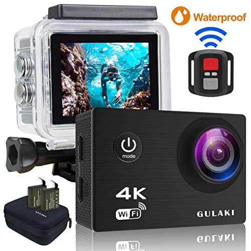 Cámara deportiva 4k wifi ultra hd 16mp camara acuatica cámara acción de casco resistente al agua cámara sumergible hasta 30m vídeocamara de acción con doble batería de 1050 mah multiples accesorios para deportes actividades